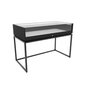Thin Frame Display Case with Open Base | Matte Black Wood & Matte Black Frame