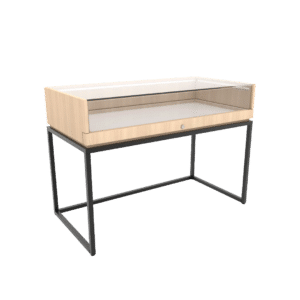 Thin Frame Display Case with Open Base | Raw Oak Wood & Matte Black Frame