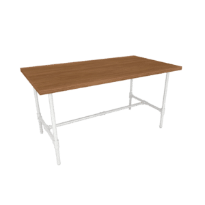 Pipeline Large Nesting Table | Gloss White Frame with Dark Brown Wood Top