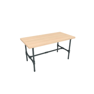 Pipeline Small Nesting Table | Anthracite Grey Frame with Raw Oak Top