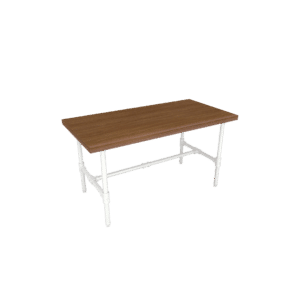 Pipeline Small Nesting Table | Gloss White Frame with Dark Brown Wood Top