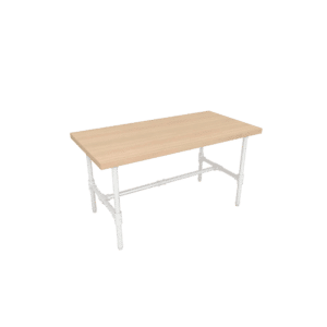 Pipeline Small Nesting Table | Gloss White Frame with Raw Oak Top