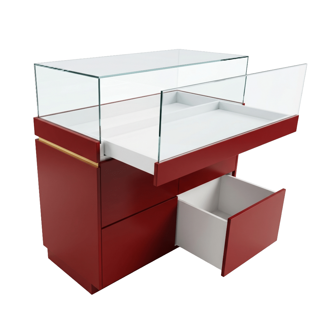 Red & Gold Jewelry Display Case - Image 4