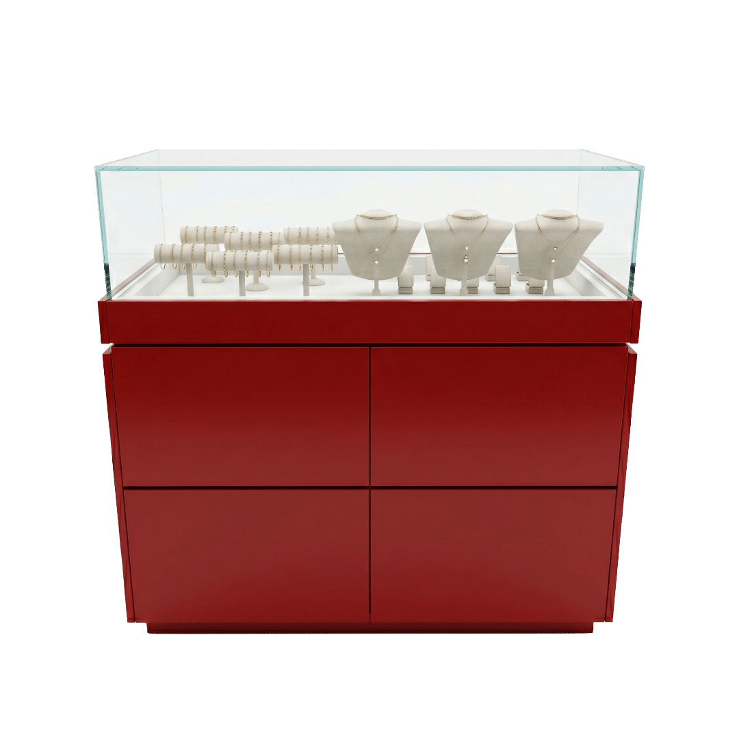 Red & Gold Jewelry Display Case - Image 3