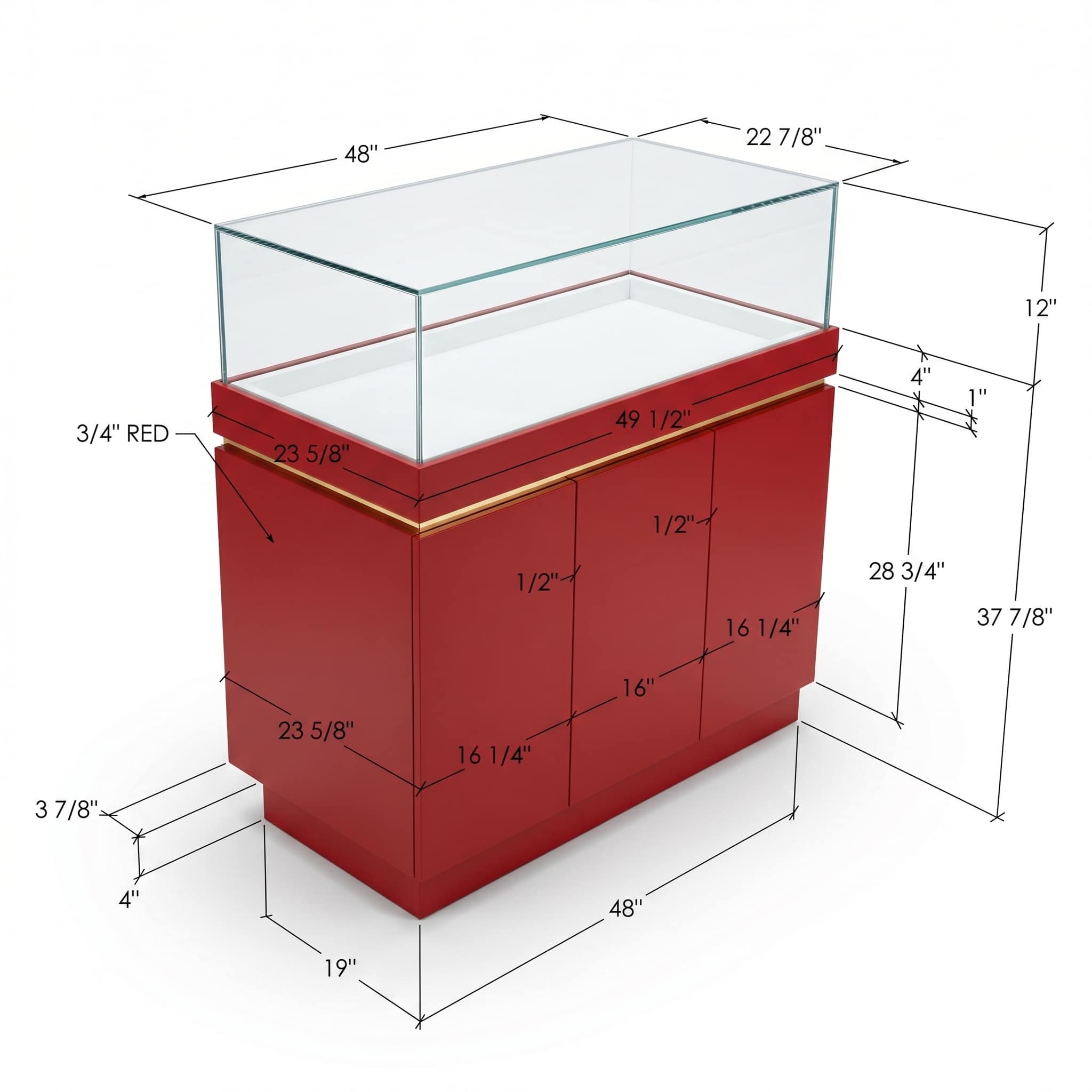 Red & Gold Jewelry Display Case - Image 5