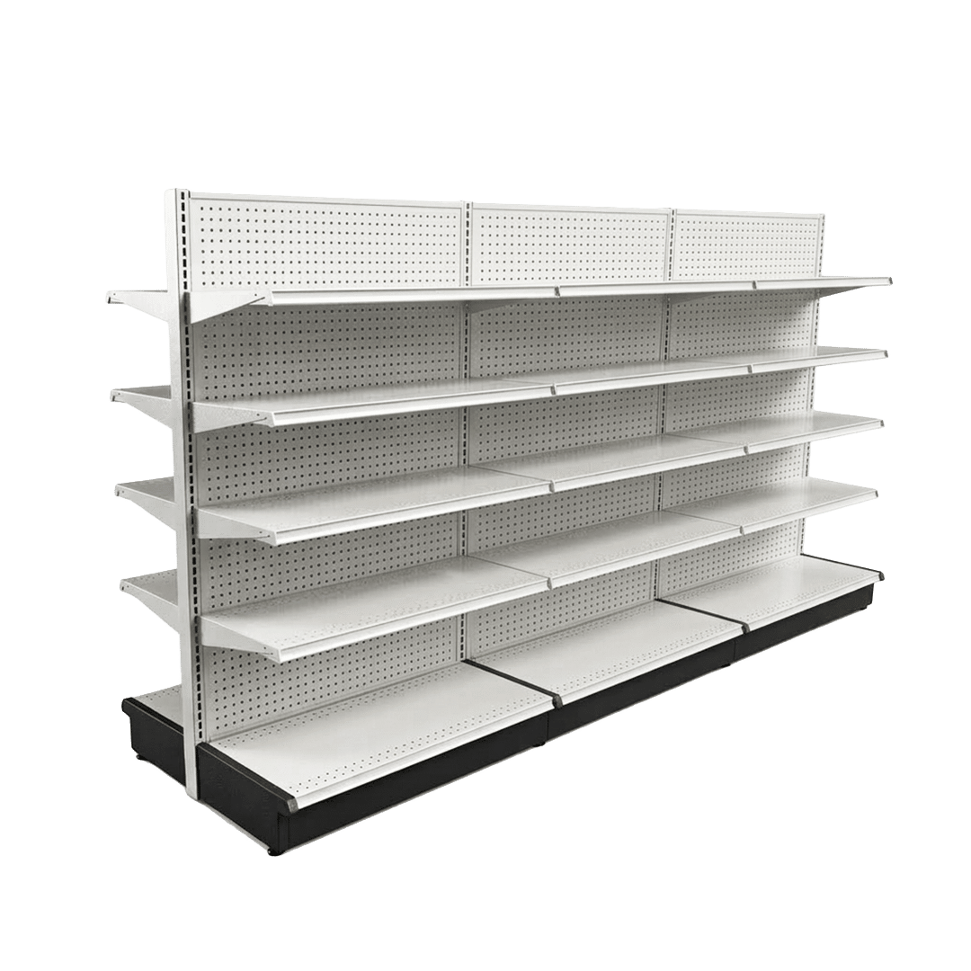 White Double Sided Gondola Shelving Starter Unit | 3 Rows | Madix Compatible | 48" x 72"