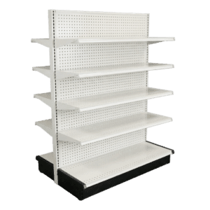 White Double Sided Gondola Shelving Starter Unit | 8 Shelves | Madix Compatible | 48" x 72"