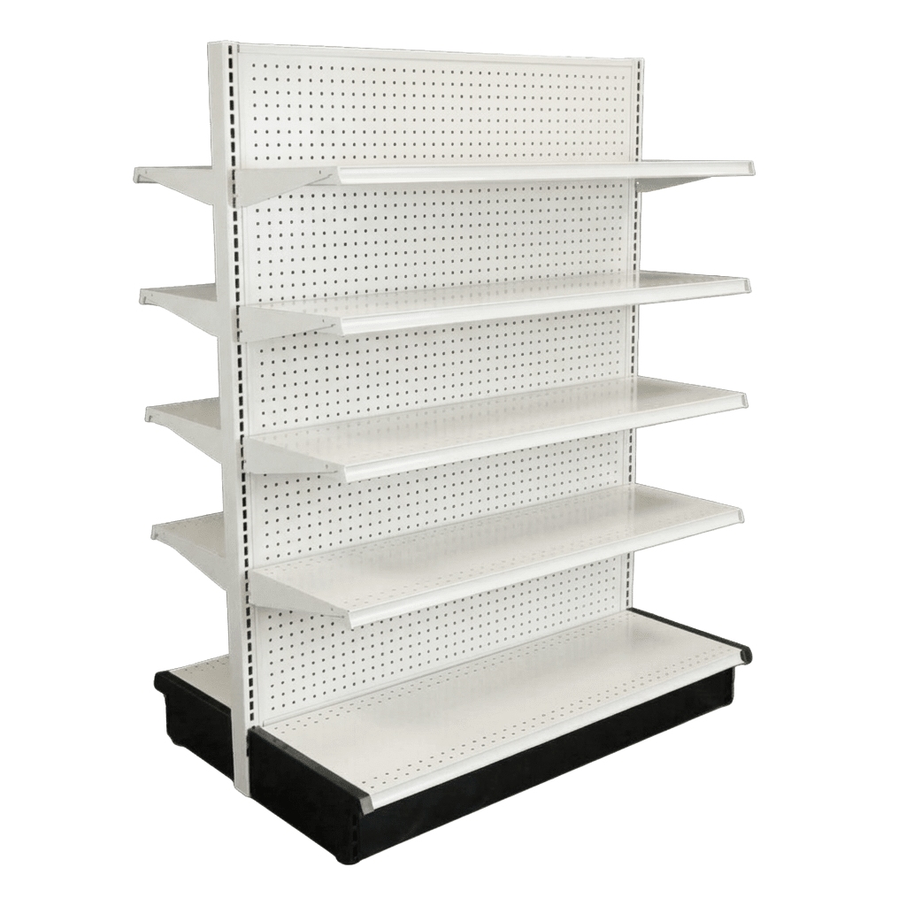 White Double Sided Gondola Shelving Starter Unit | 8 Shelves | Madix Compatible | 48" x 72"