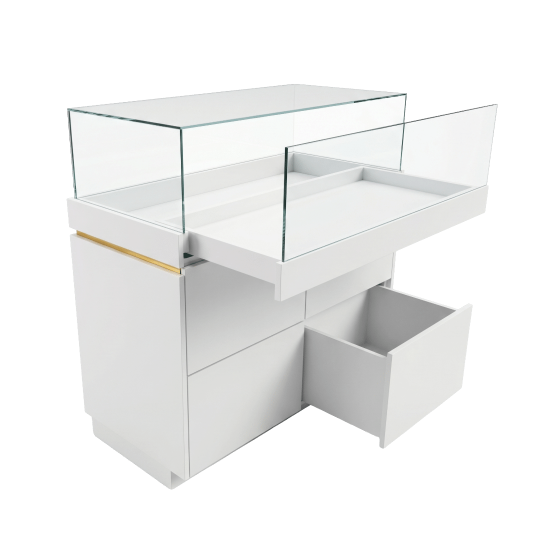 White & Gold Squared Jewelry Display Case - Image 5