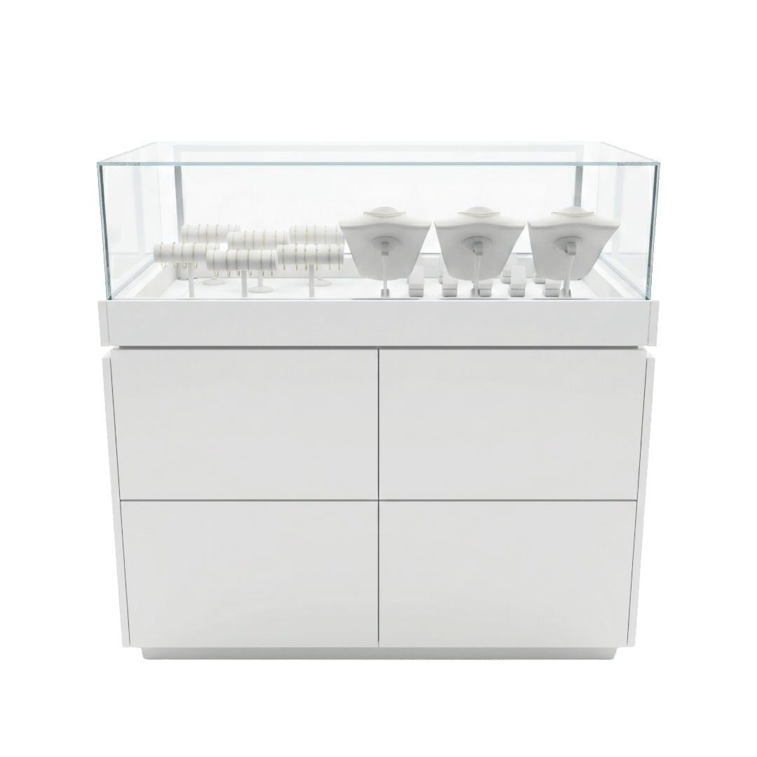 White & Gold Squared Jewelry Display Case - Image 3