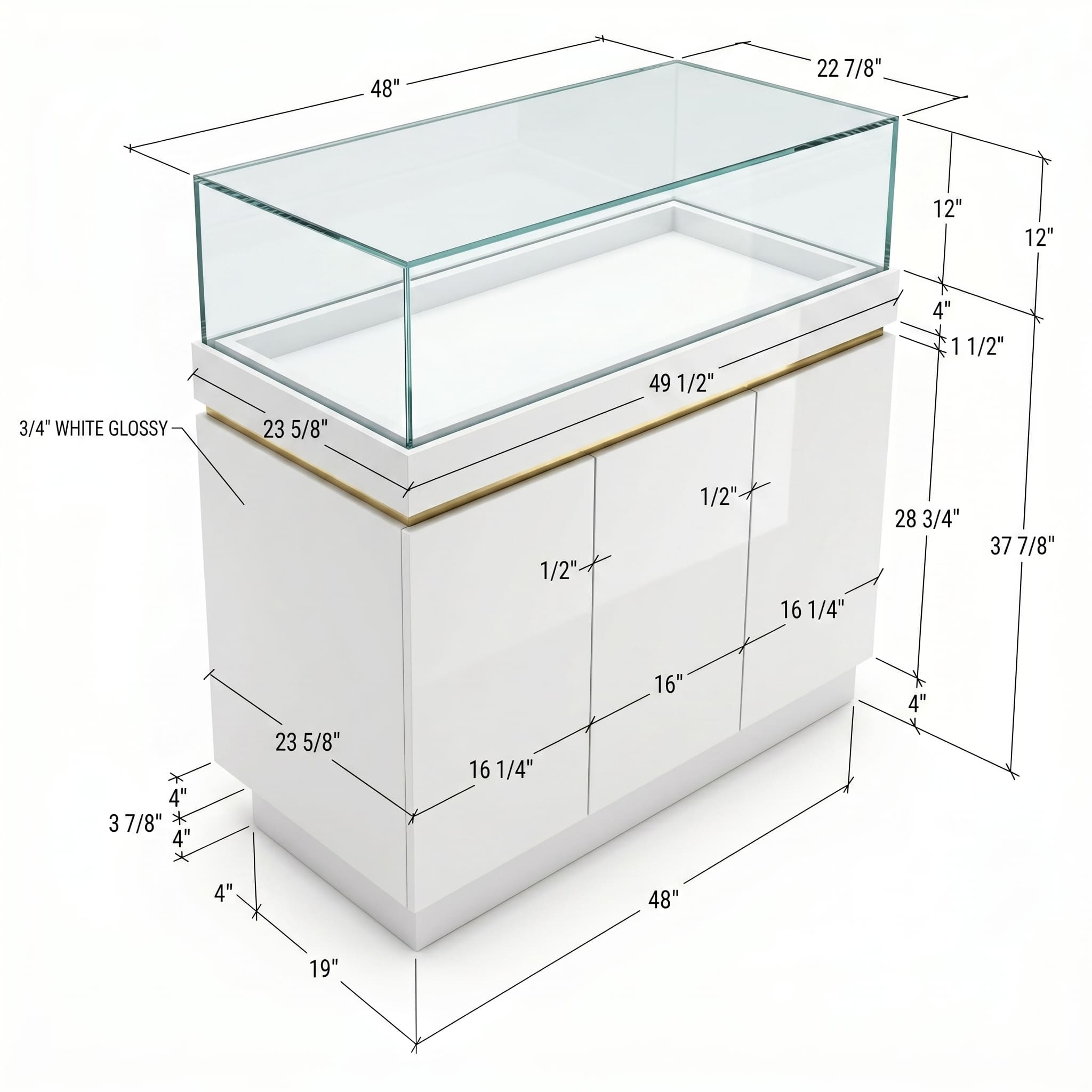 White & Gold Squared Jewelry Display Case - Image 2