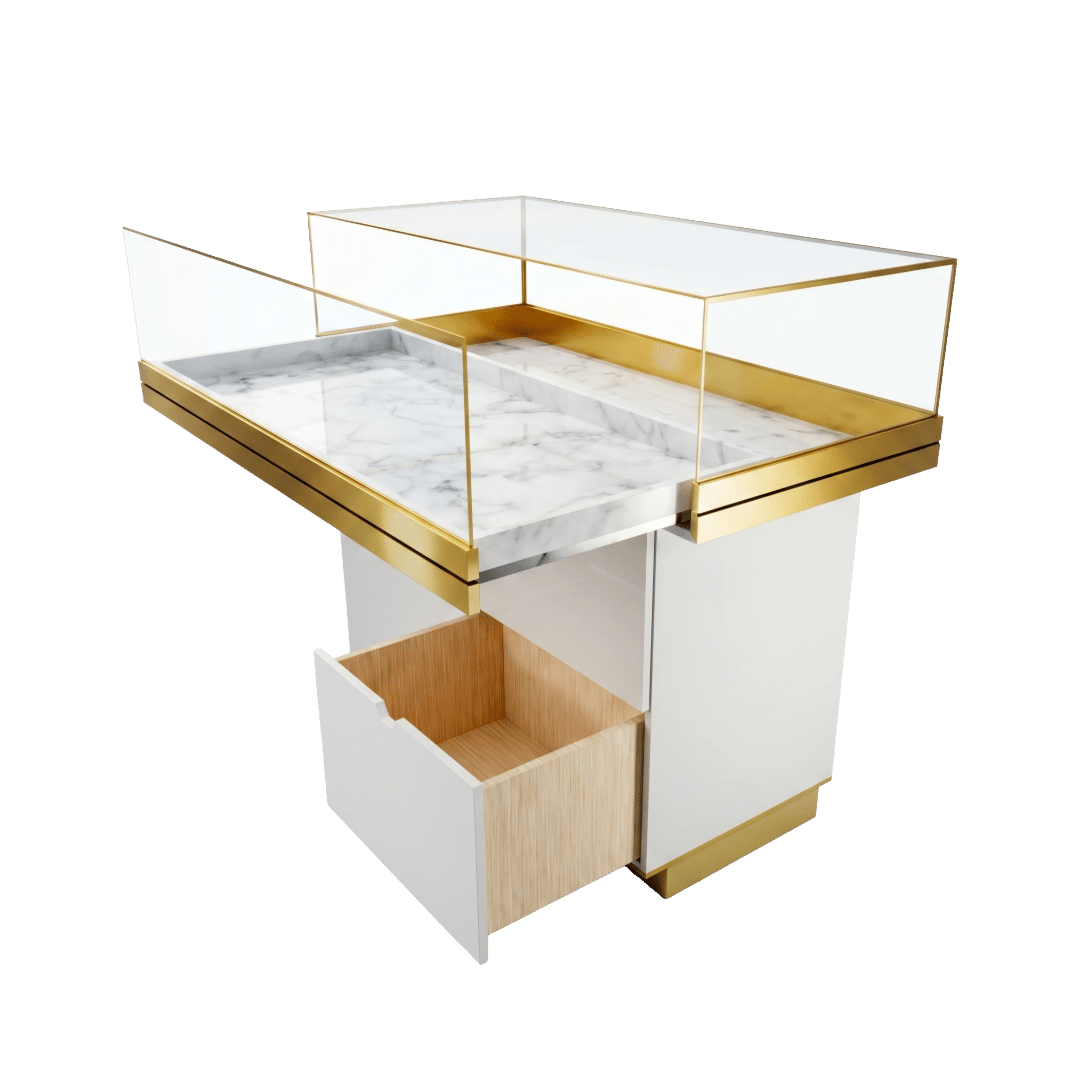 Matte White & Gold Jewelry Display Case - Image 4