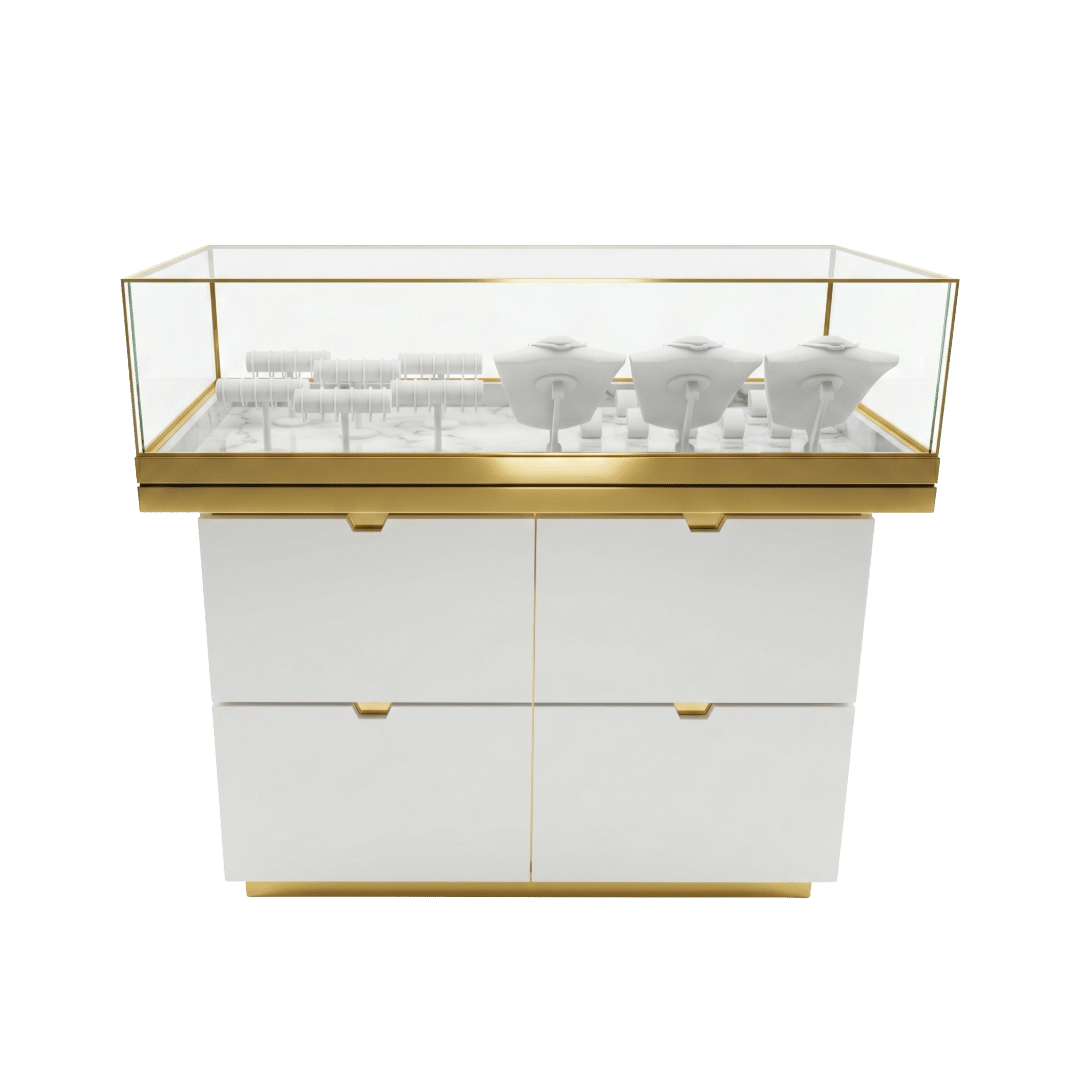 Matte White & Gold Jewelry Display Case - Image 3