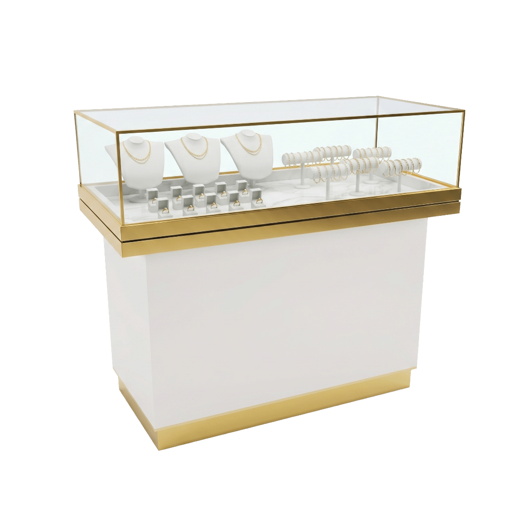 Matte White & Gold Jewelry Display Case - Image 2