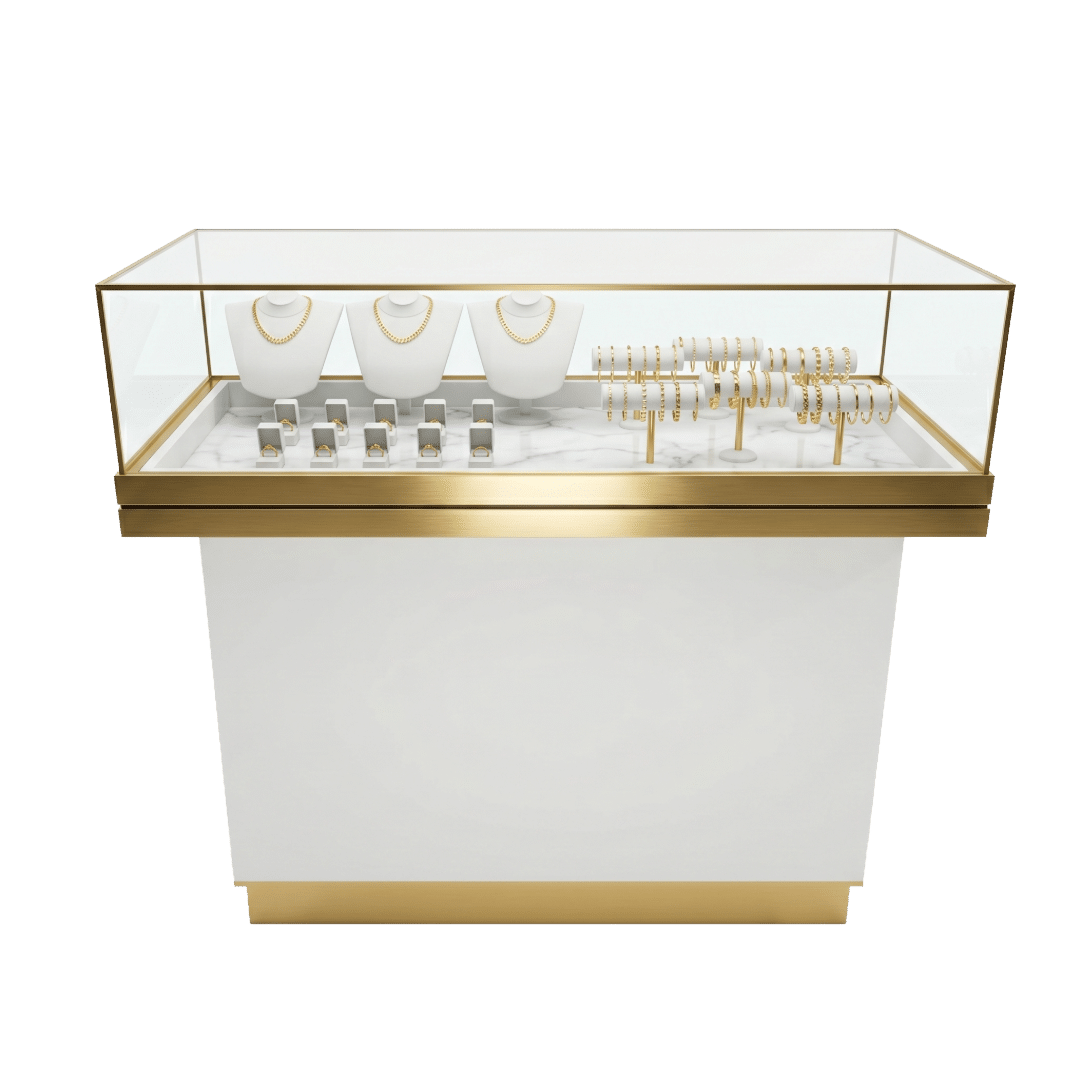 Matte White & Gold Jewelry Display Case