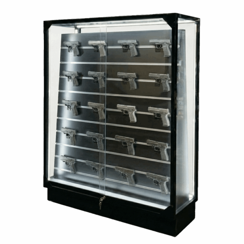 Two Gun Display Box Black Double Sided Gun Display Case | with LED