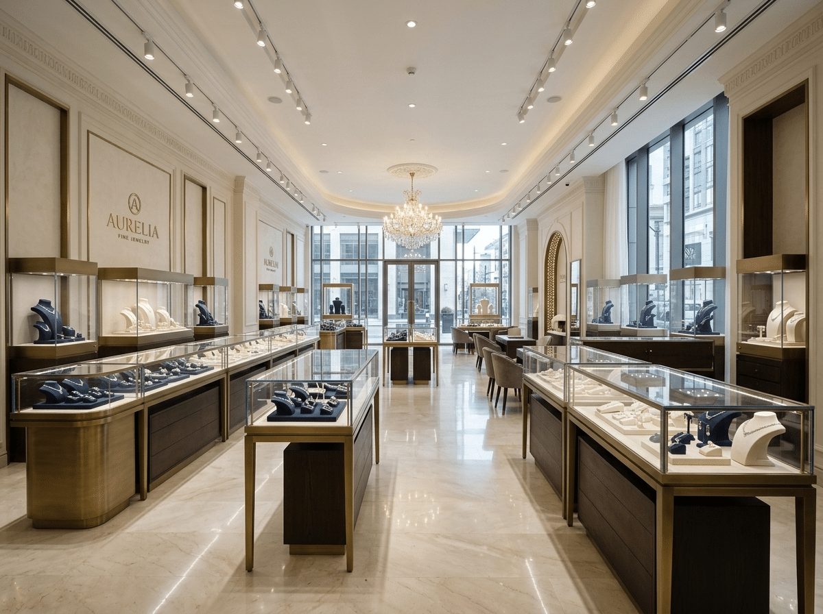 Display cases in a retail store