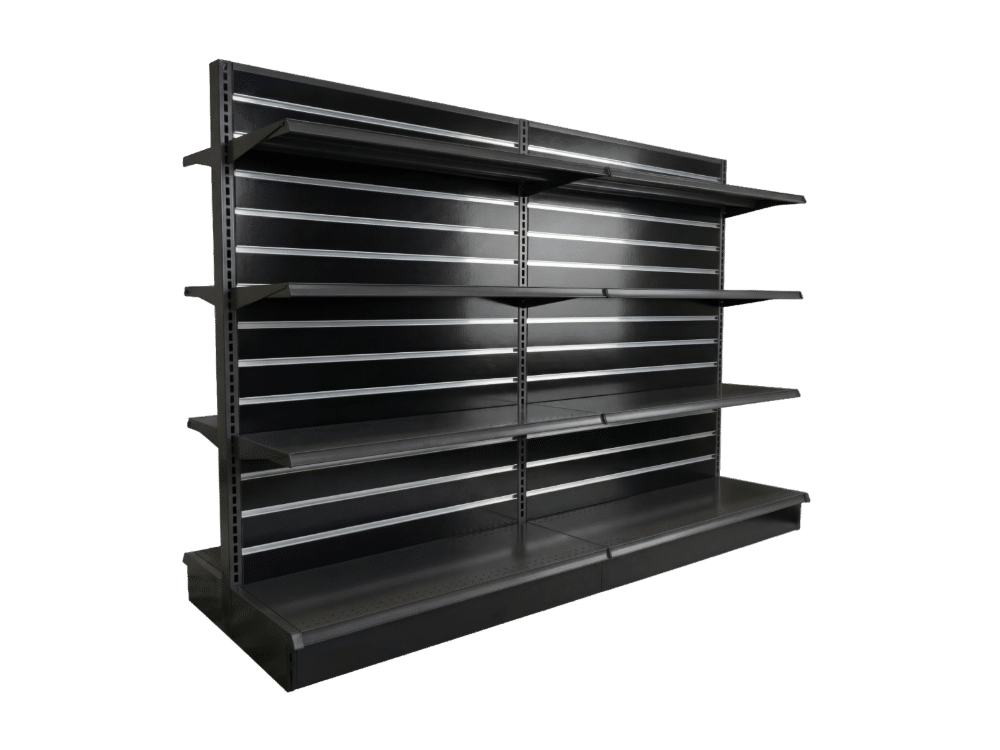 Slatwall Backed Gondola Shelving