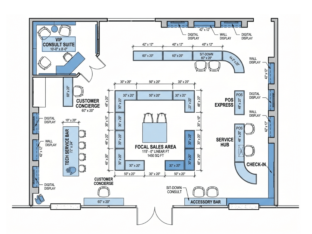 Store fixture layout plan example