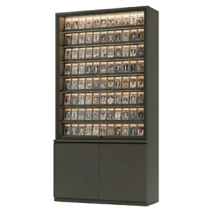 Black Sports Card Wall Display Case with Cabinets