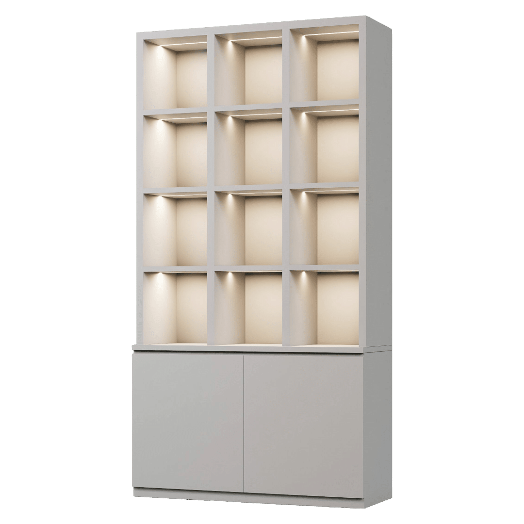 White Sports Memorabilia Cubby Cabinet with LED Lighting - Image 2