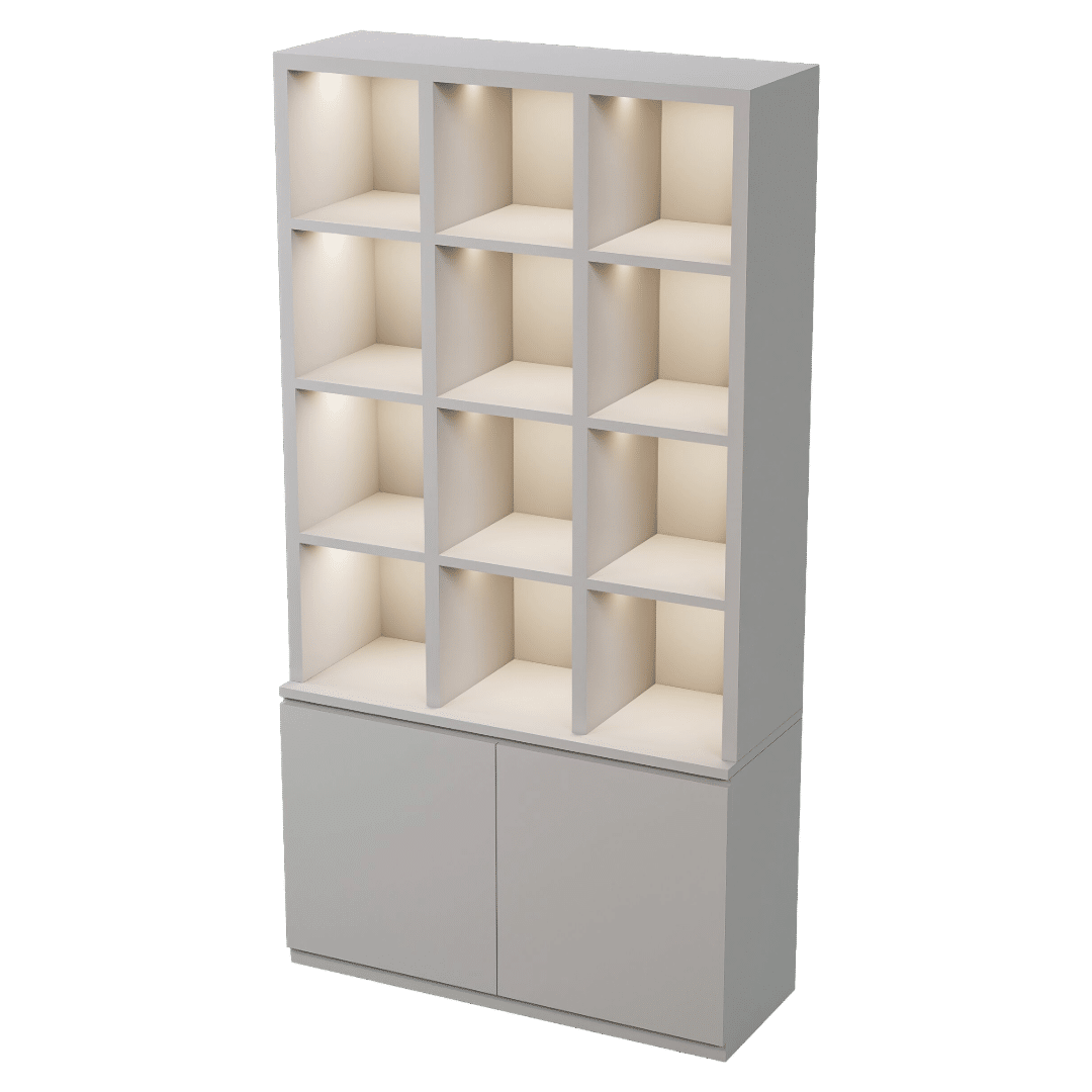 White Sports Memorabilia Cubby Cabinet with LED Lighting - Image 3