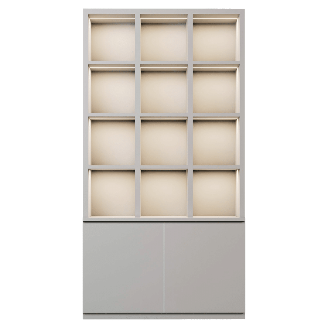White Sports Memorabilia Cubby Cabinet with LED Lighting - Image 4