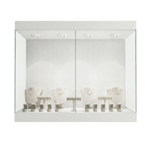 White Woodgrain Jewelry Wall Display Case