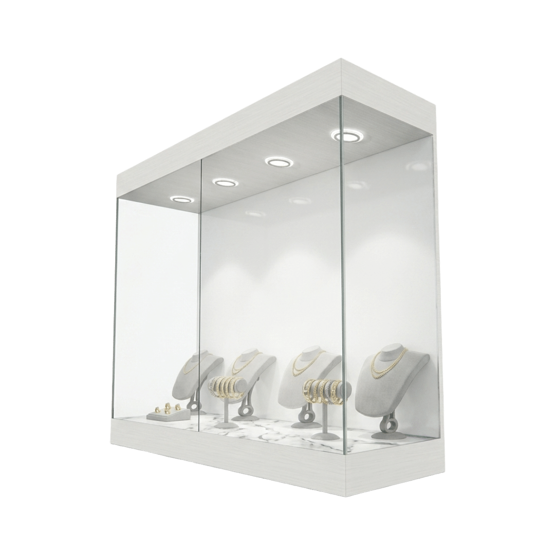 White Woodgrain Jewelry Wall Display Case - Image 2