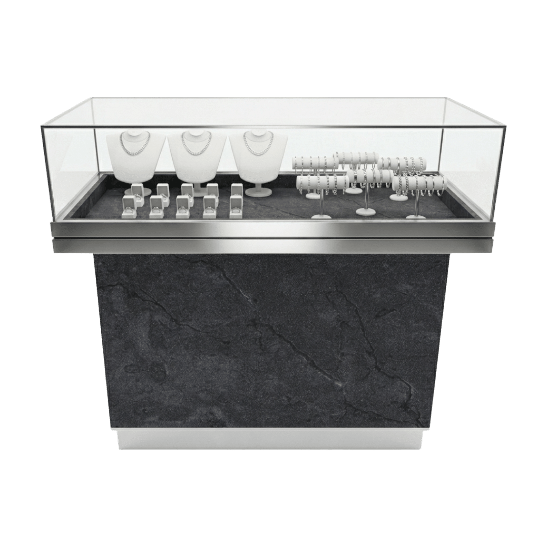 Black Alicante & Silver Cliff Top Jewelry Display Case