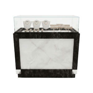 Black Bardiglio & Ice Onyx Square Edge Jewelry Display Case