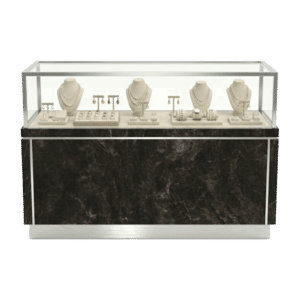 Black Bardiglio & Silver Straight Jewelry Display Case