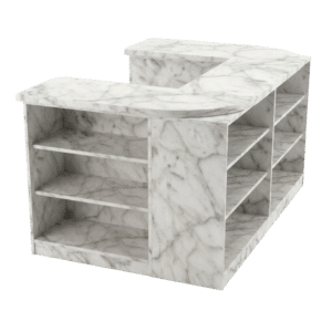 Carrara Bianco Cubby Checkout Counter