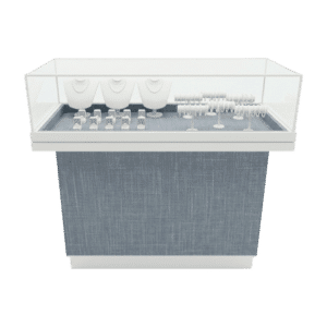 Chambray Fabric & White Cliff Top Jewelry Display Case