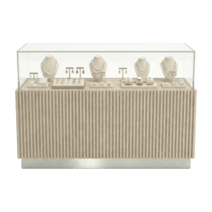 Flax Gauge & Silver Ribbed Straight Jewelry Display Case