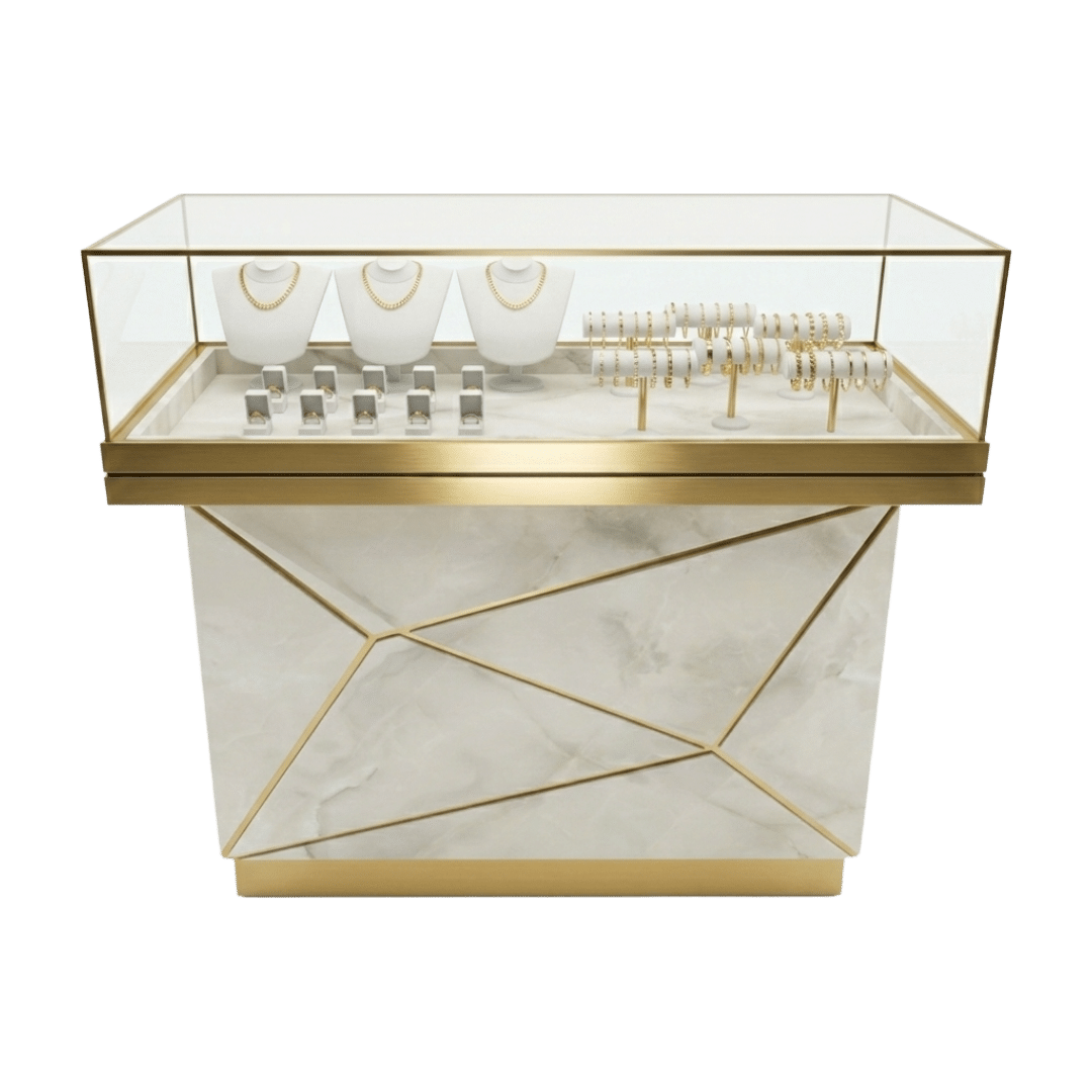Ice Onyx & Gold Abstract Cliff Top Jewelry Display Case