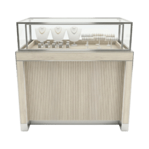 Ivory Birch & Silver Ribbed Outlook Jewelry Display Case