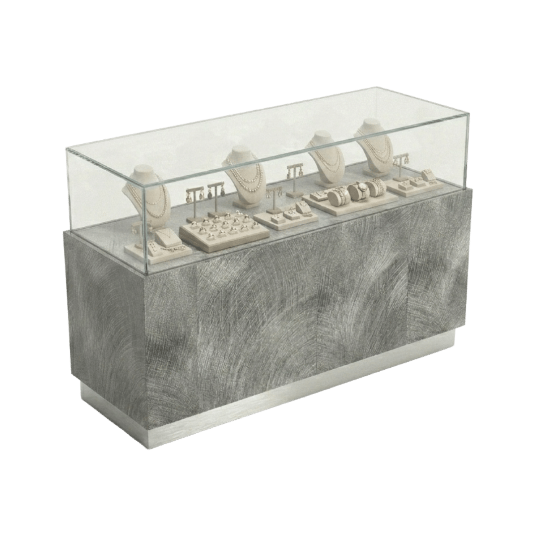 Pewter Brush & Silver Straight Jewelry Display Case - Image 2