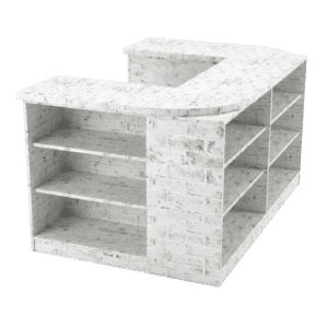 White Washed Brick Cubby Checkout Counter