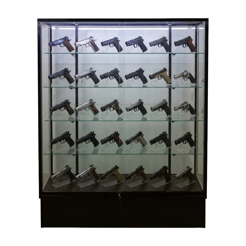 60" Wide Black Gun Wall Display Case | Extra Vision