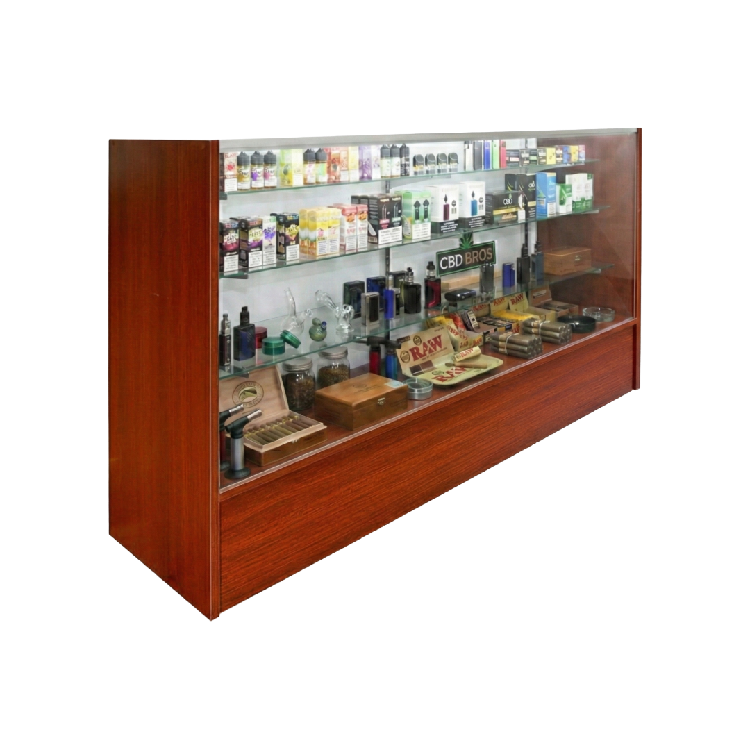 70" Cherry Smoke Shop Display Case | Full Vision