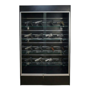 78" Black Slatwall Backed Gun Wall Display Case