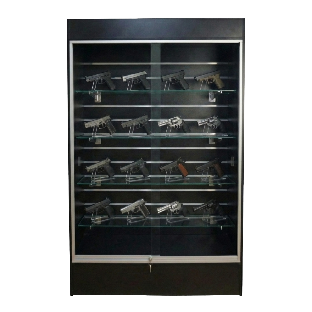 78" Black Slatwall Backed Gun Wall Display Case