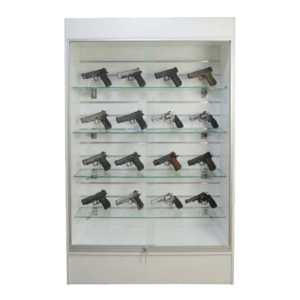 78" White Slatwall Backed Gun Wall Display Case