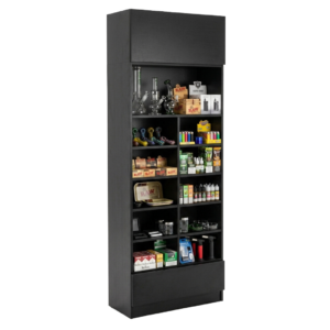 Black Smoke Shop Tall Wall Cubby Display Case with Drawer