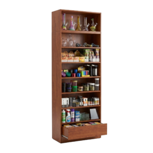 Cherry Smoke Shop Shelf Display Case with Drawer