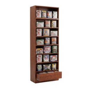 Cherry Sports Card Shelf Display Case with Drawer