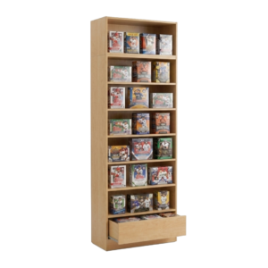 Maple Sports Card Shelf Display Case with Drawer