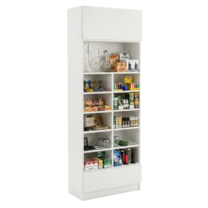 White Smoke Shop Tall Wall Cubby Display Case with Drawer