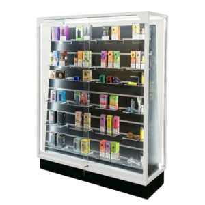 Double Sided Smoke Shop Display Case | White | with LED